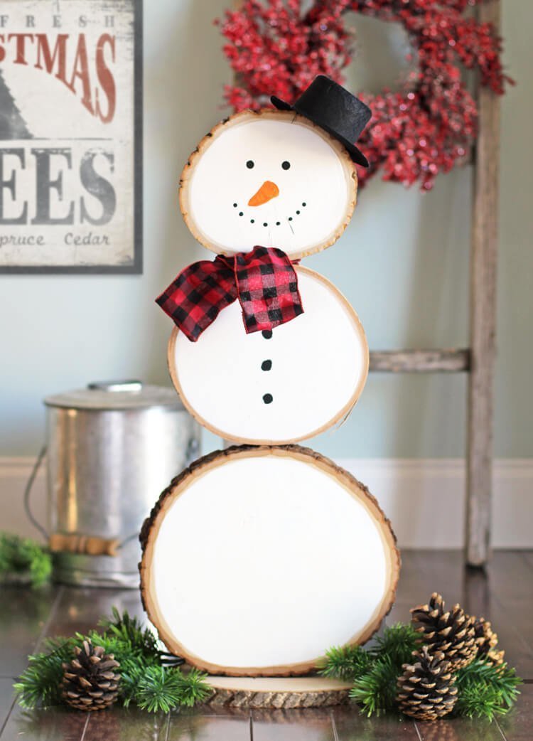 Adorable Cut Wood Core Snowman