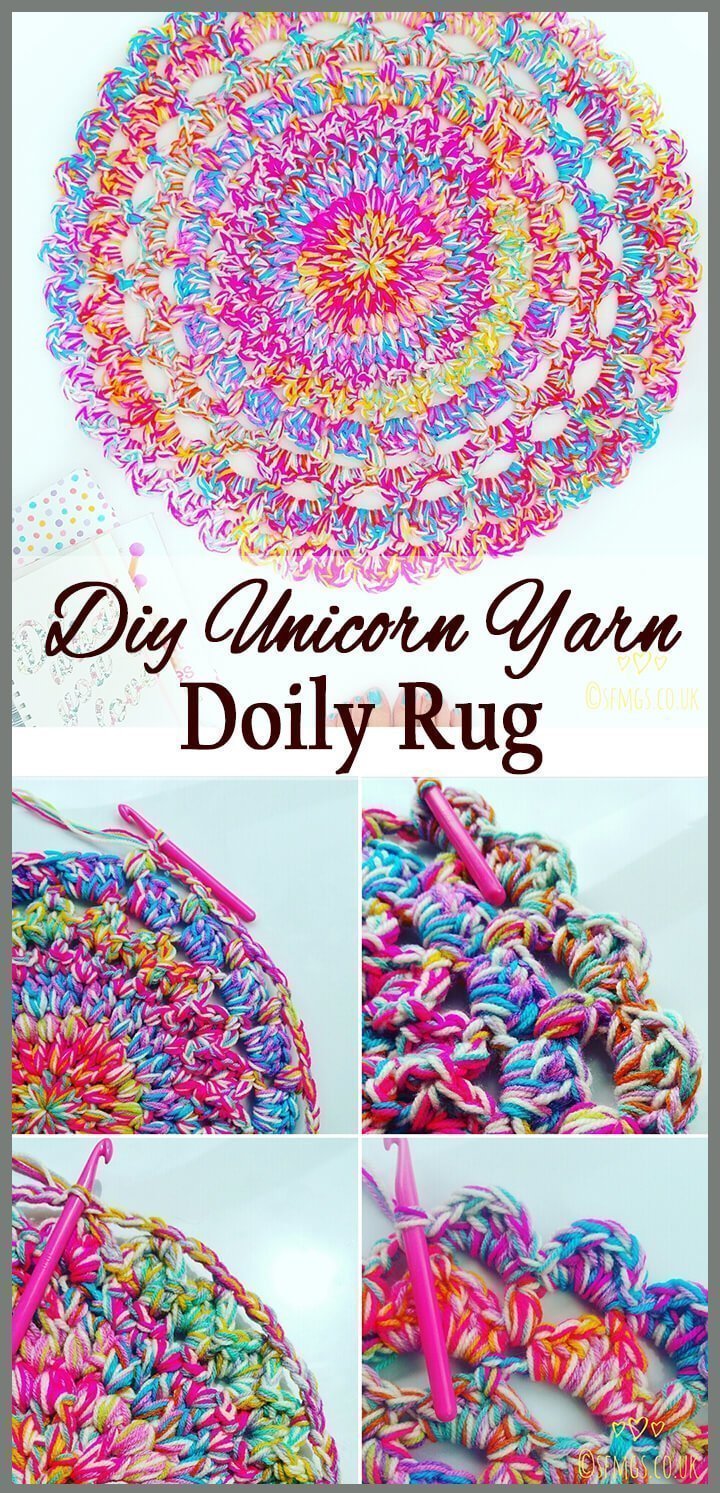 Unicorn Colored Giant Yarn Doily