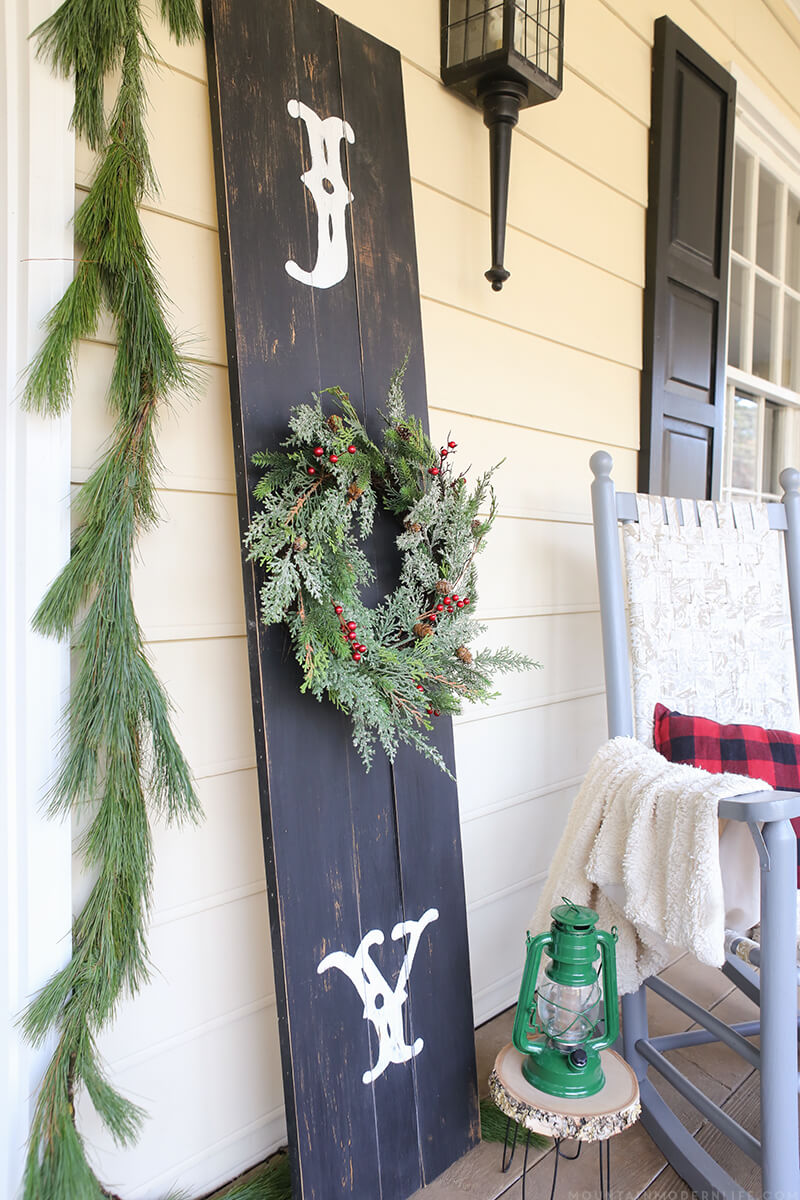 Wood Plank Front Porch Christmas Sign