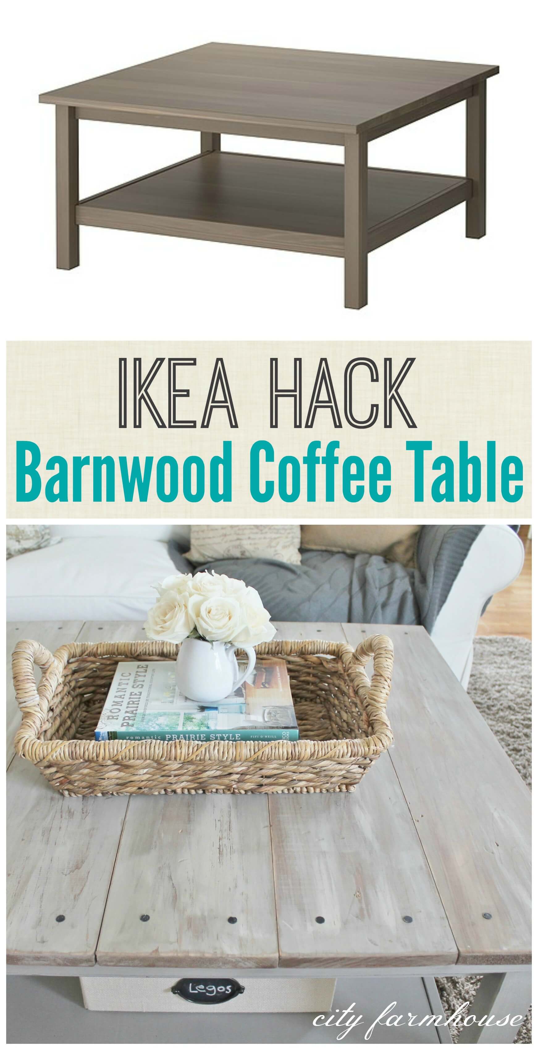 Rustic Coffee Table with Suspended Shelves