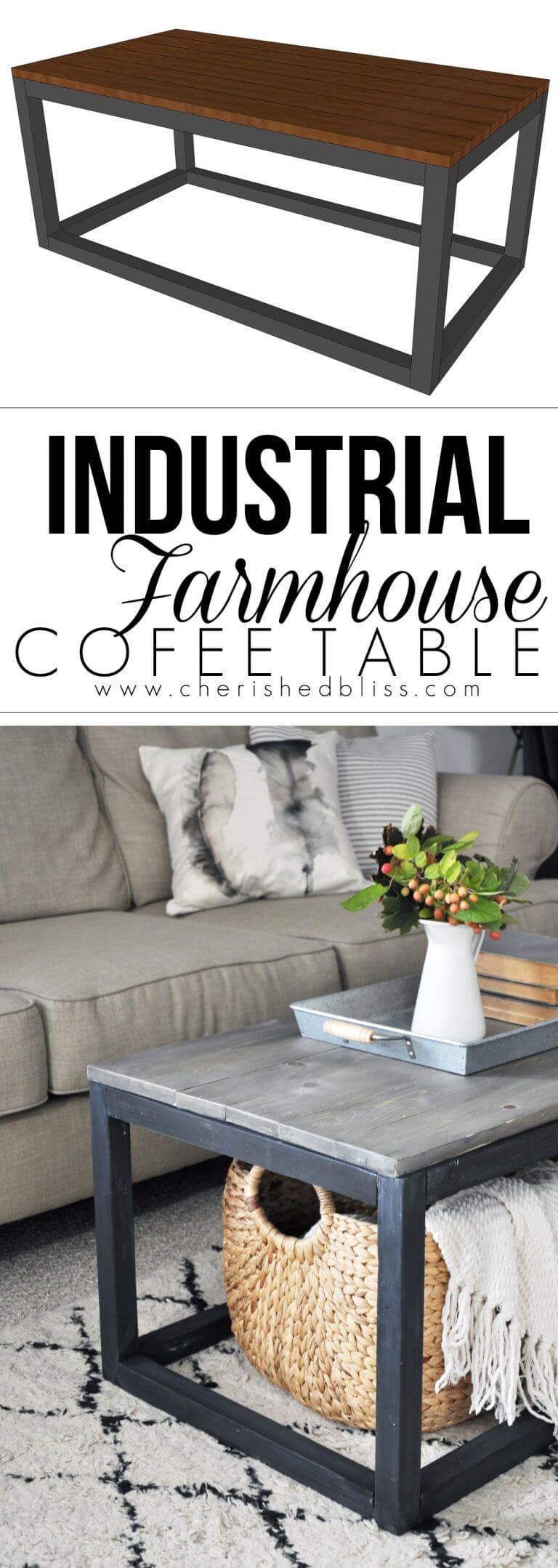 Simple Industrial to Farmhouse Furniture Makeover