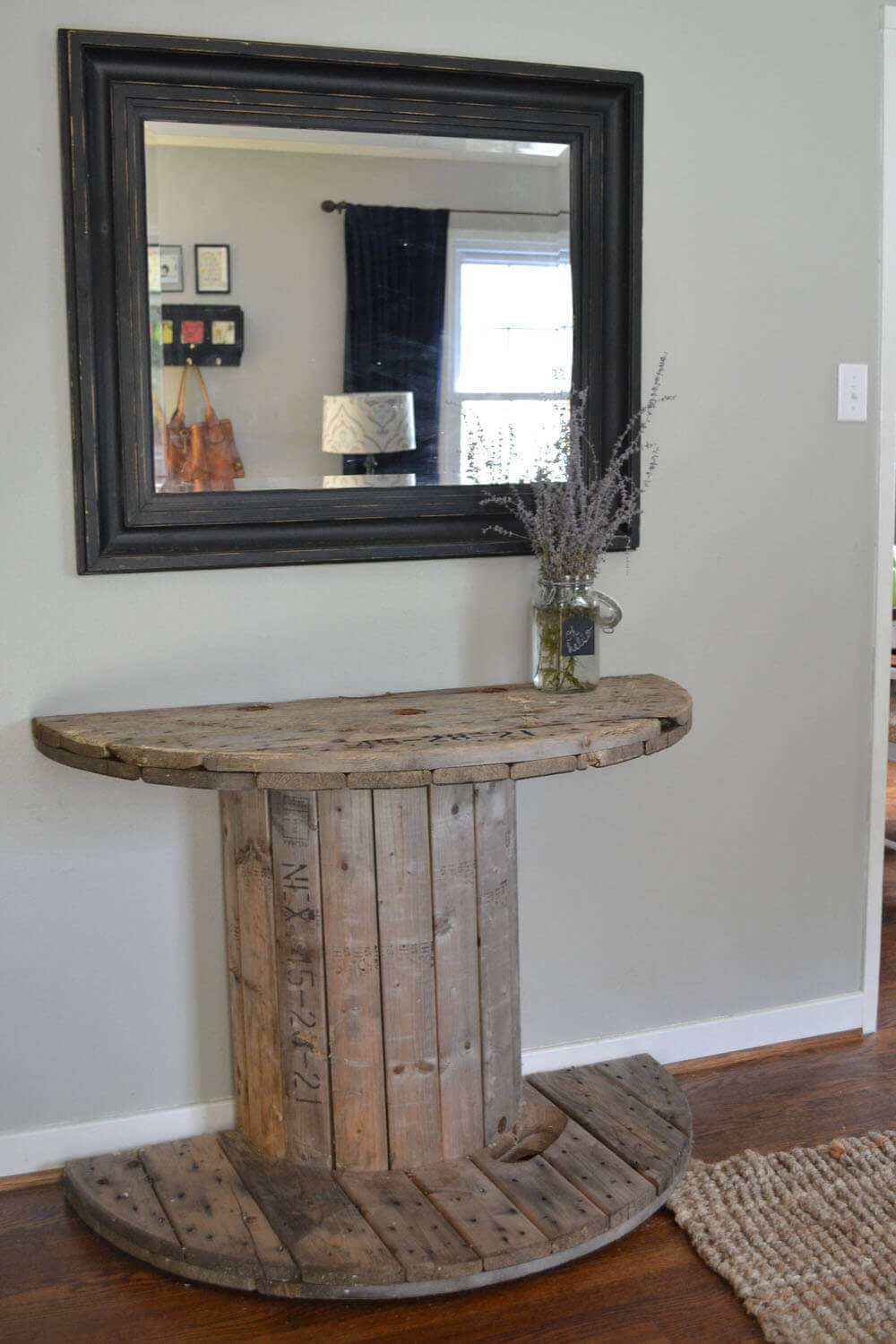 Halved Wood Spool Hallway Table