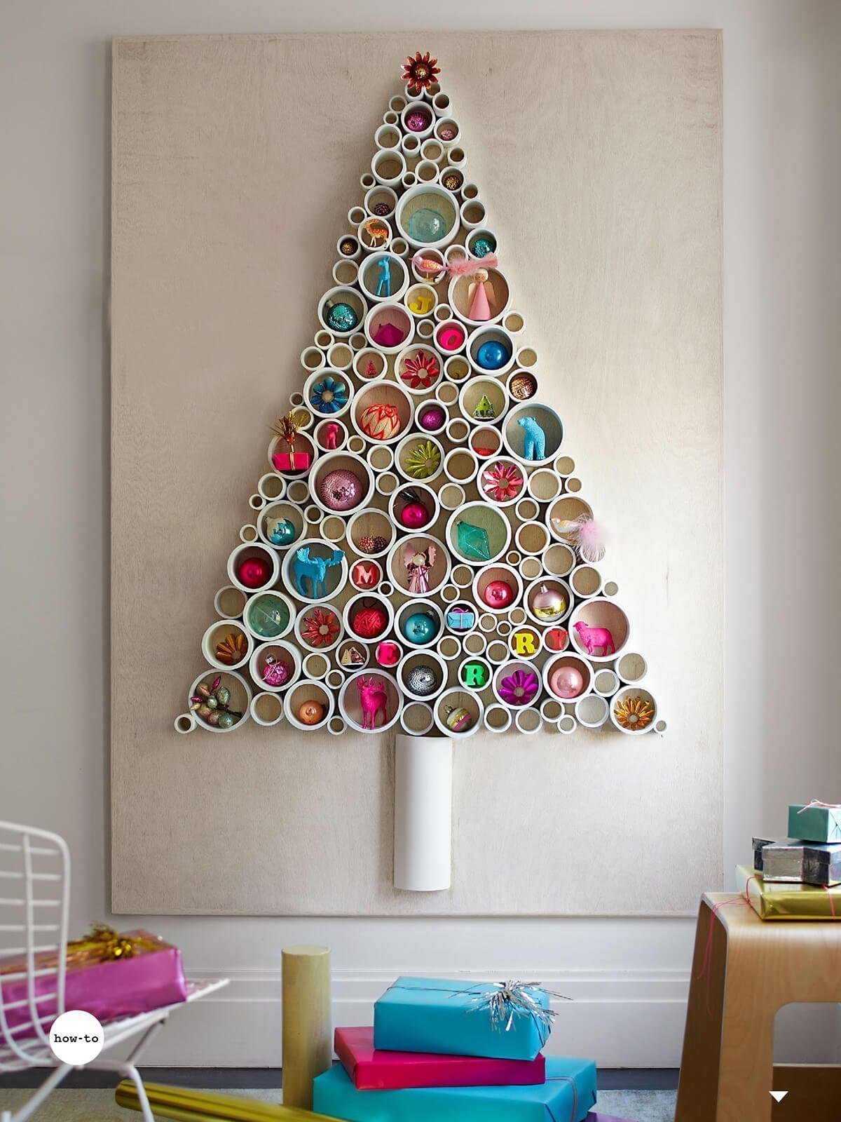 Colorful Pipe Christmas Tree on the Wall