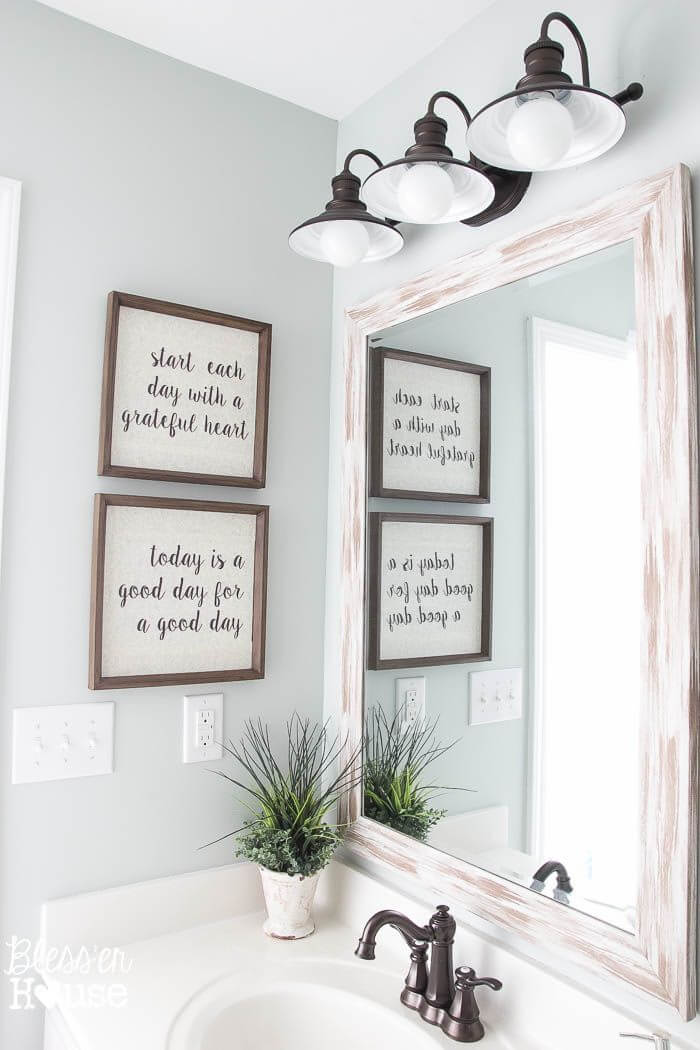 Inspirational Morning Mantra Bathroom Wall Art