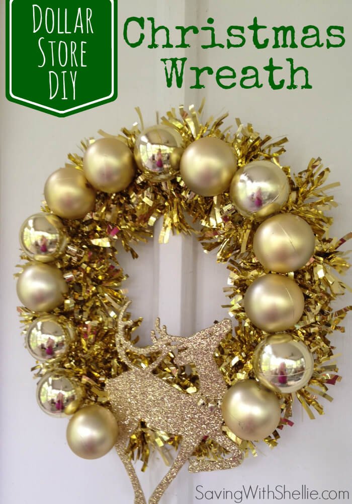 Glitzy Gold Dollar Store Reindeer Wreath