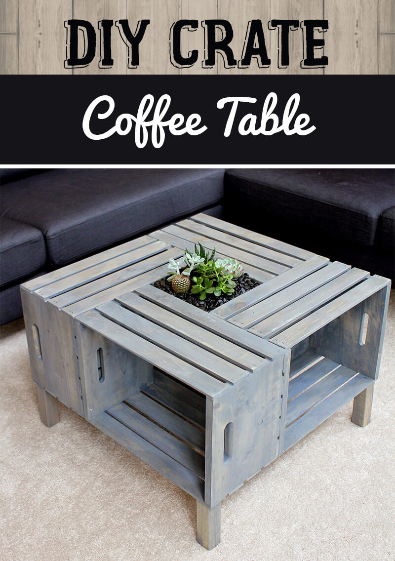 Four Crate Coffee Table and Planter