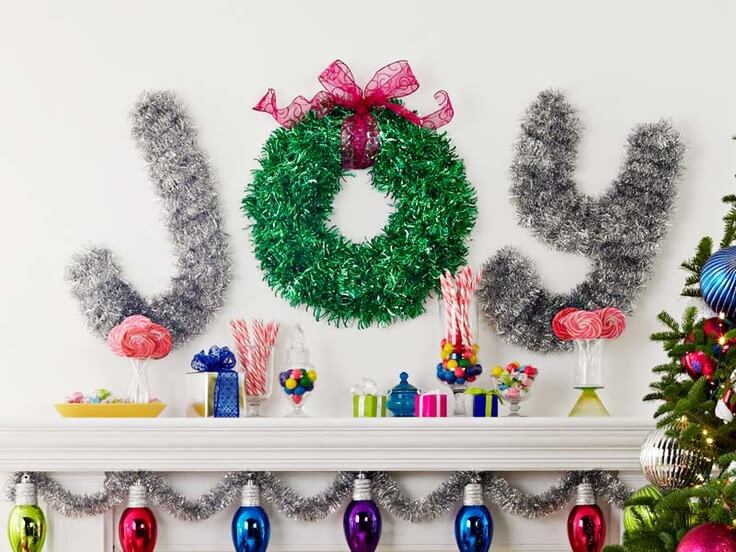 JOY in Tinsel Letters 2-Feet High