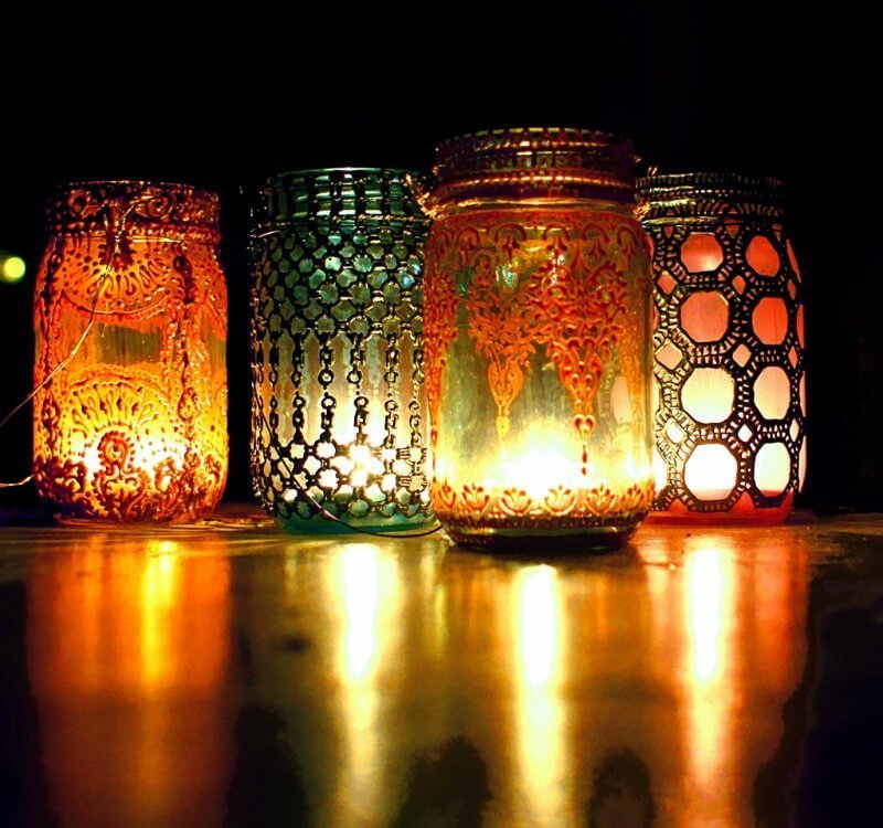 Moroccan Inspired Copper Filigree Mason Jar Lantern