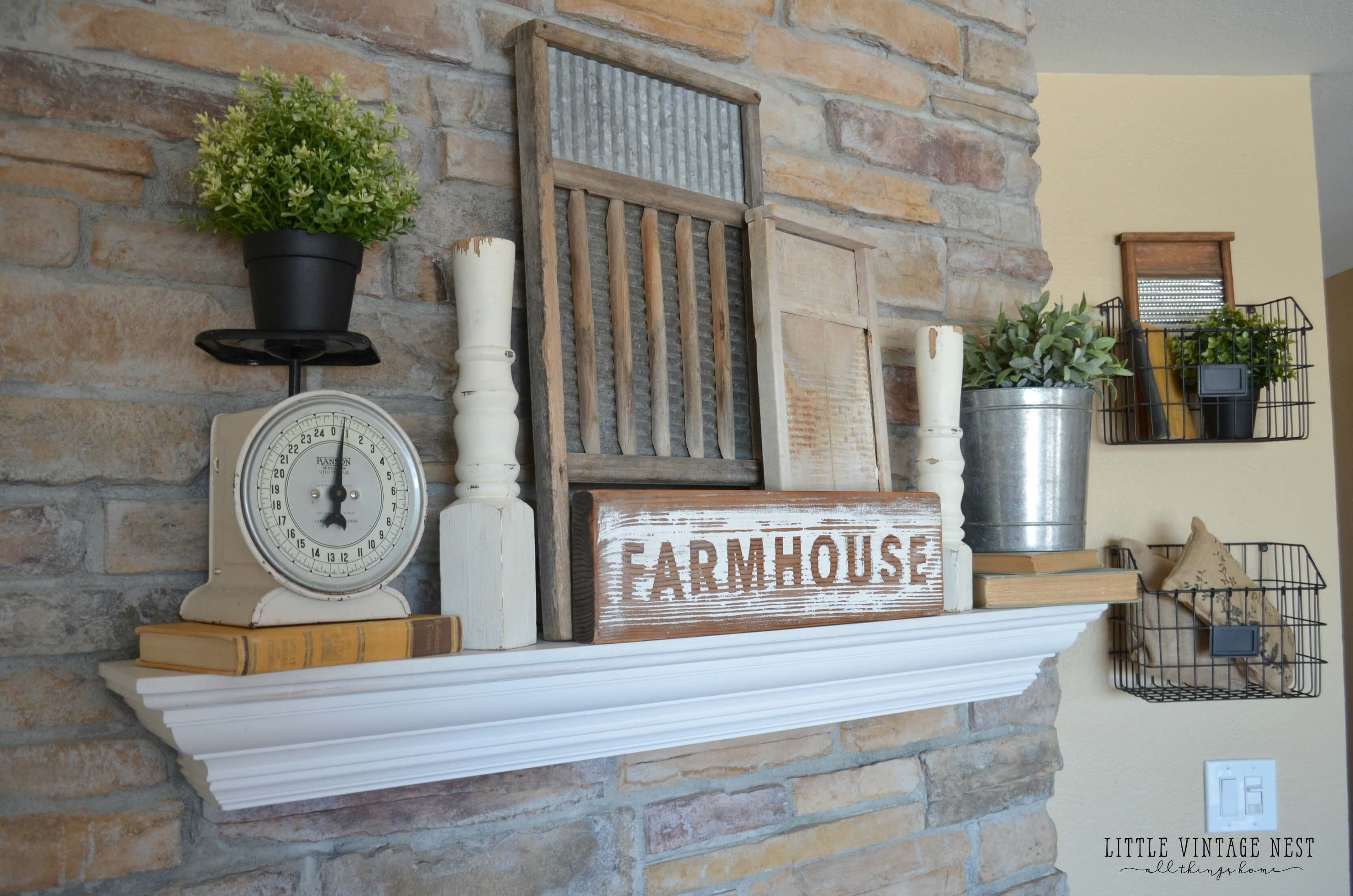 Farmhouse Mantel Decor Ideas with Signs