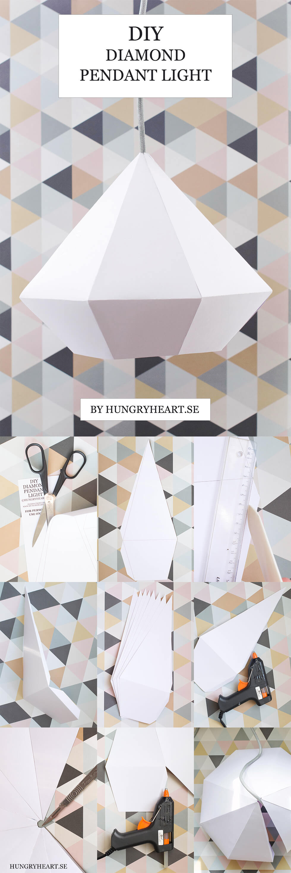 DIY Diamond Paper Pendant Light