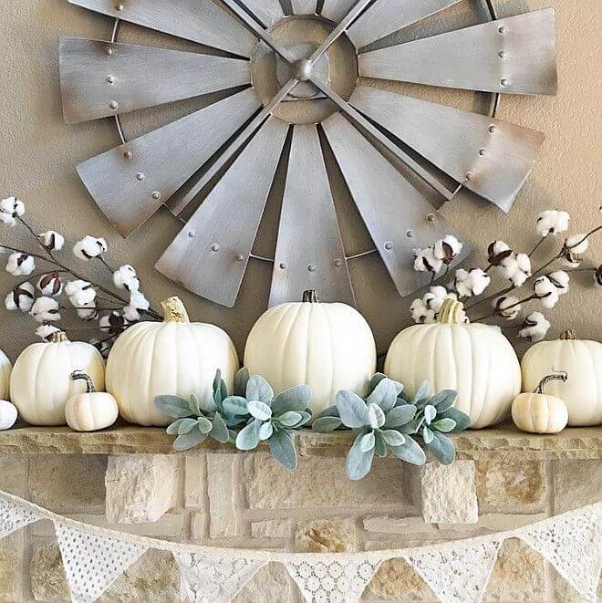 Raw Cotton, White Pumpkins and Steel Windmill