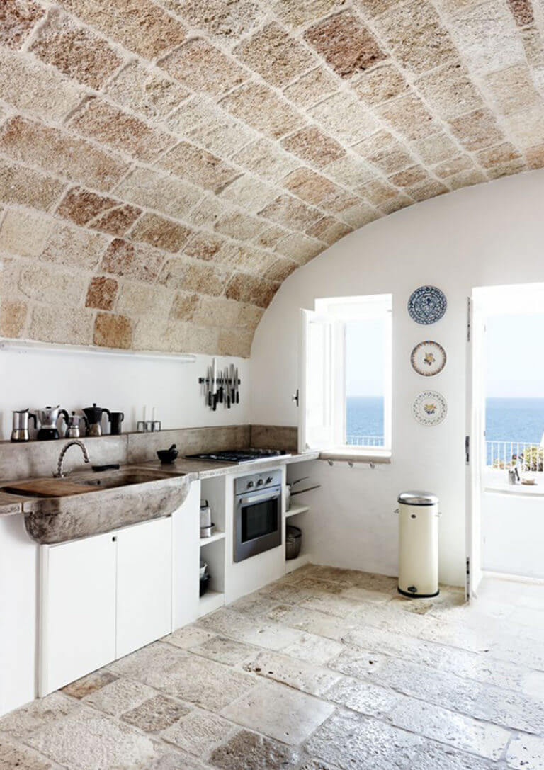 Surprisingly Airy All Stone Kitchen