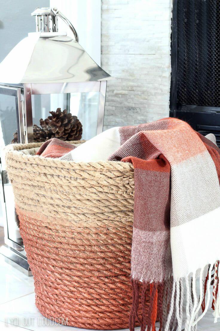 Ombre Effect Rope Blanket Basket