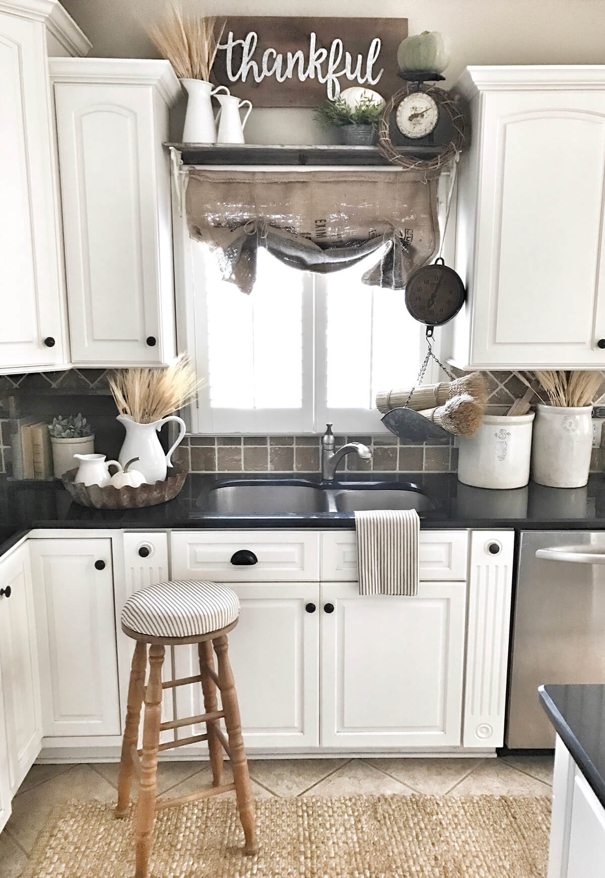 High Contrast Kitchen Cabinets with Black Accents