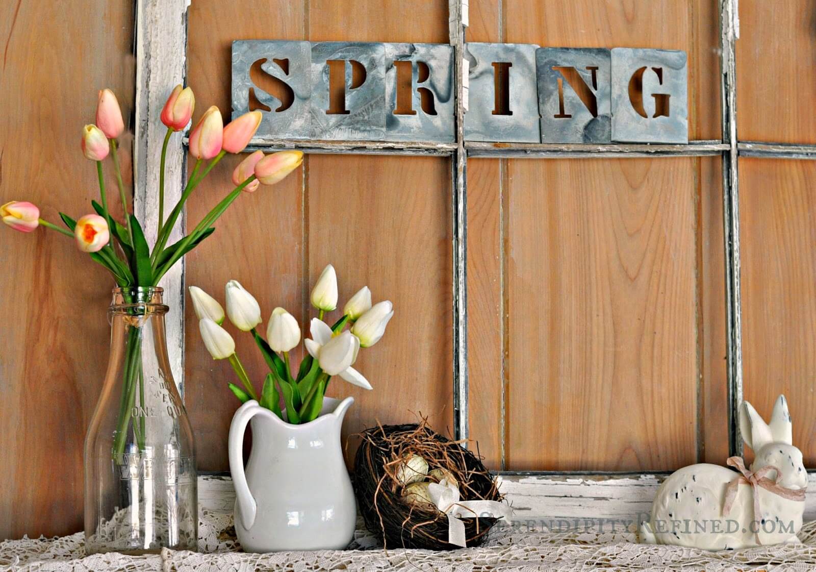 Tulip Arrangements and Metal Sign