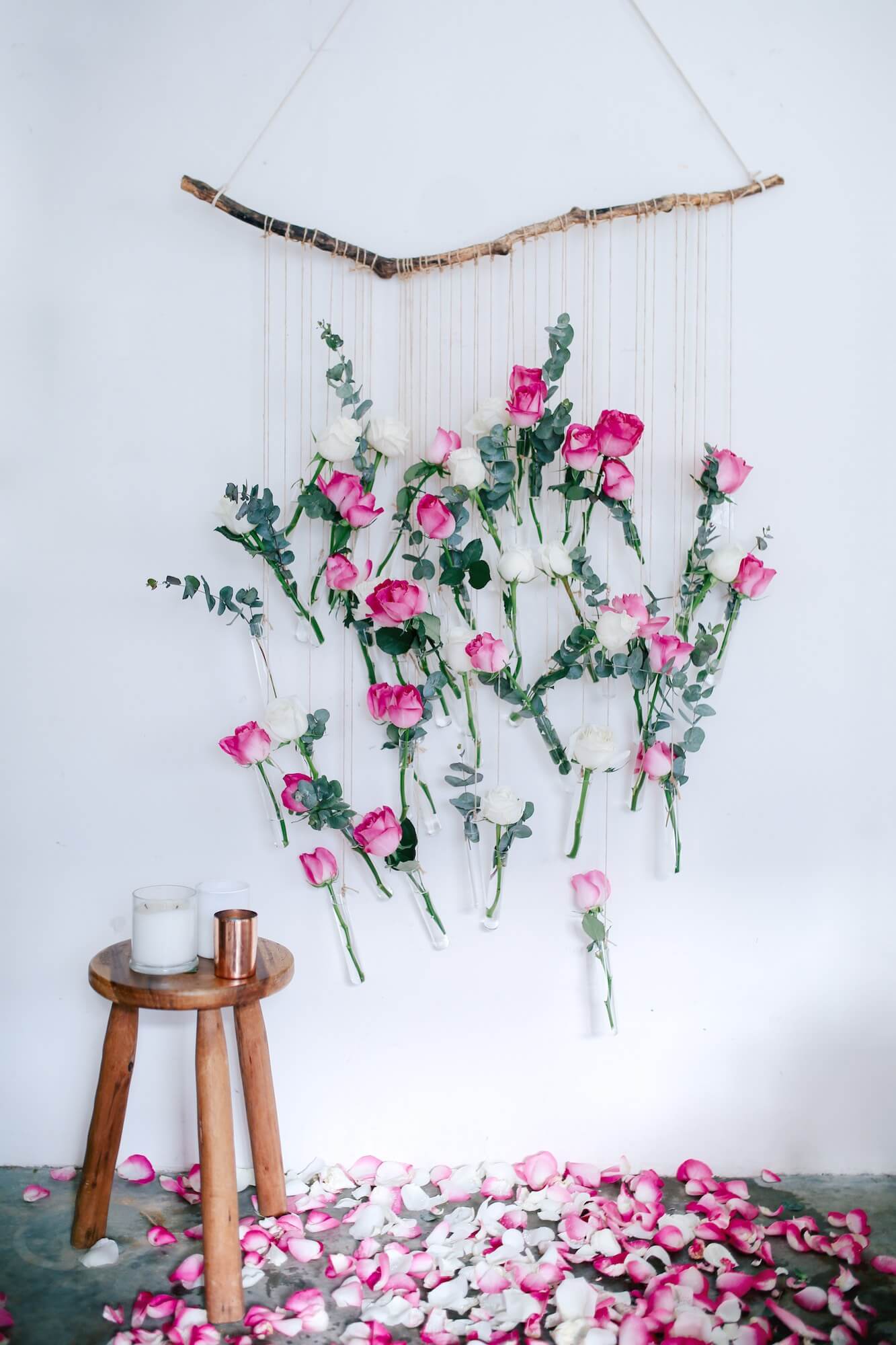 Roses and String DIY Wall Hanging