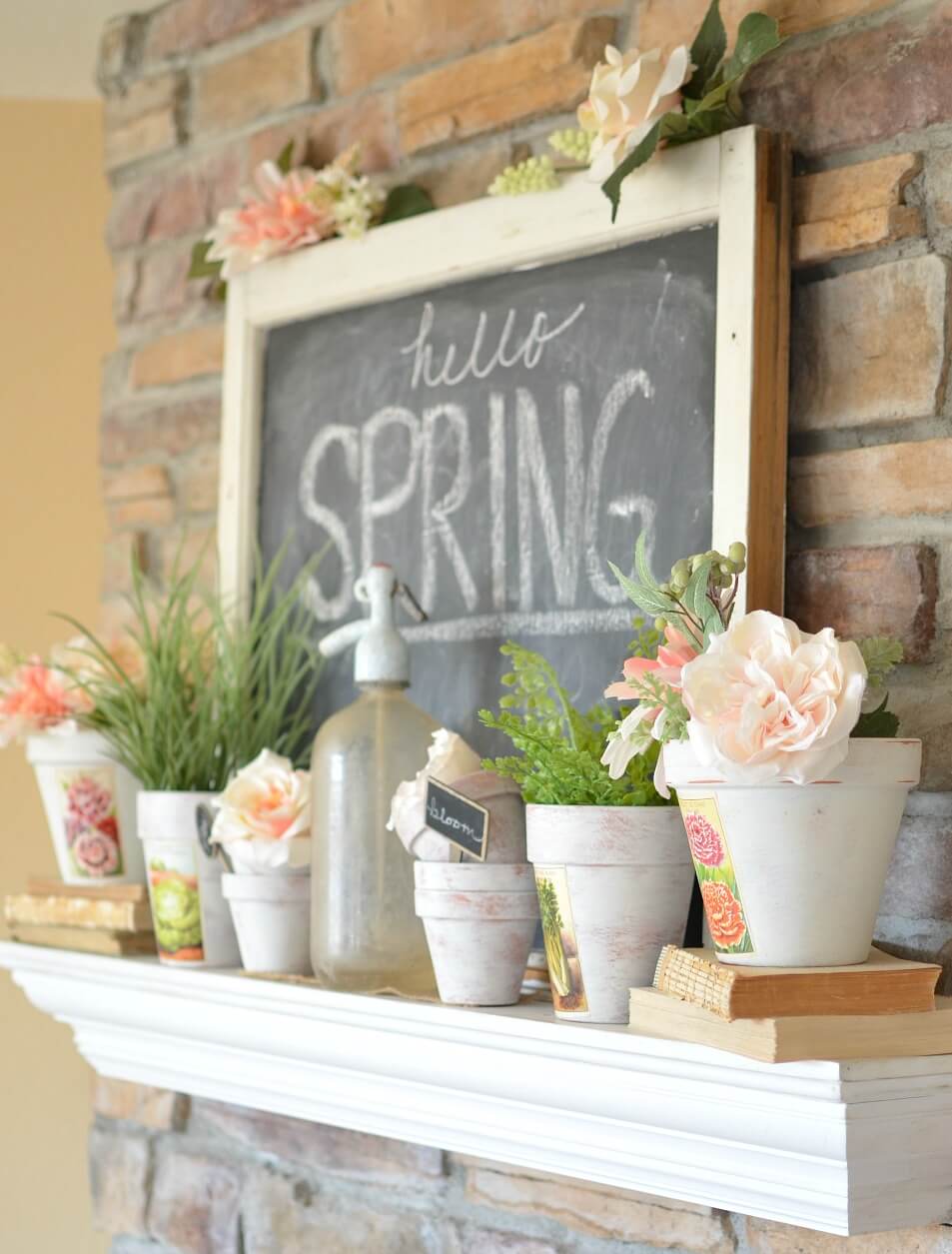 Chalkboard and White Pot Arrangements