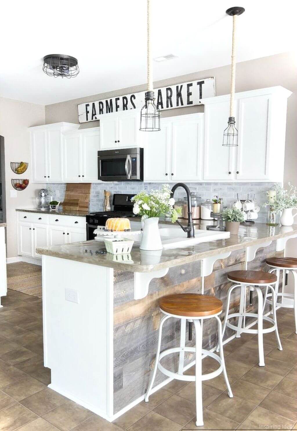 Grayscale and White Cabinets with Black Accents