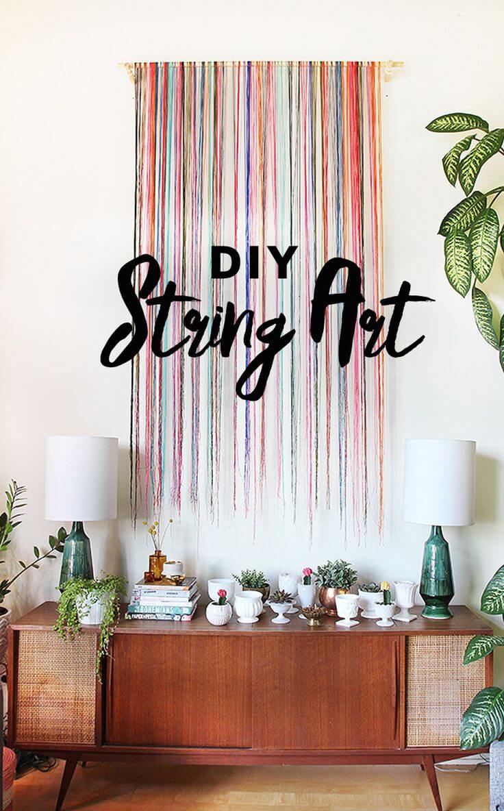 Colorful String Design Wall Hanging