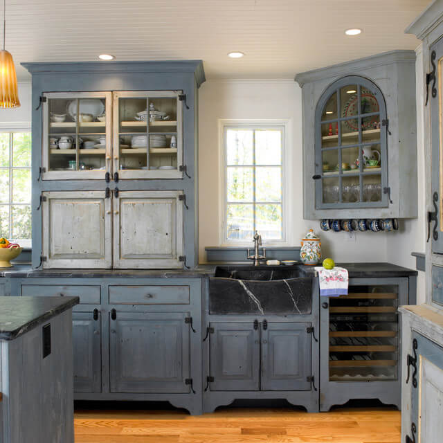 Dark Cobalt Blue Matte Farmhouse Cabinets