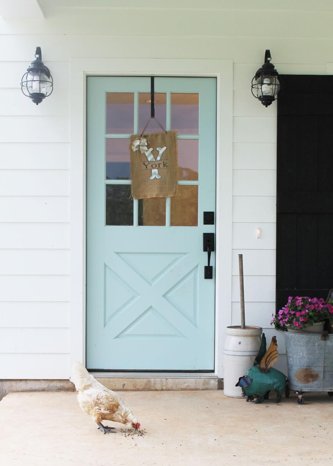 Baby Blue Paneled Barn Door Idea