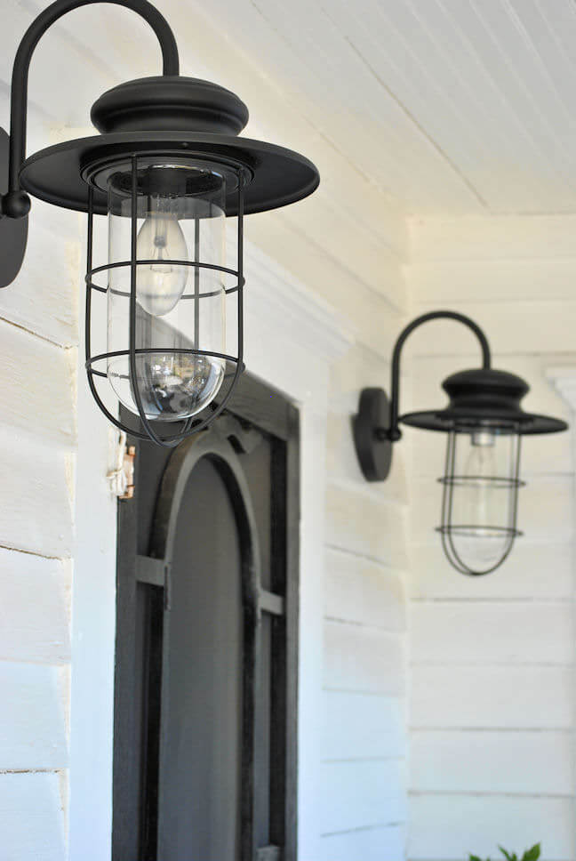 Gooseneck Wall Sconces With Wire-caged Glass Covers