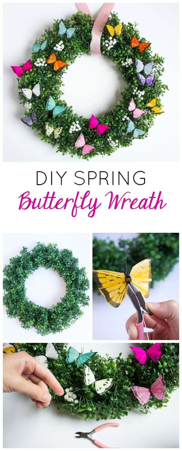 DIY Spring Wreaths with Colorful Butterflies