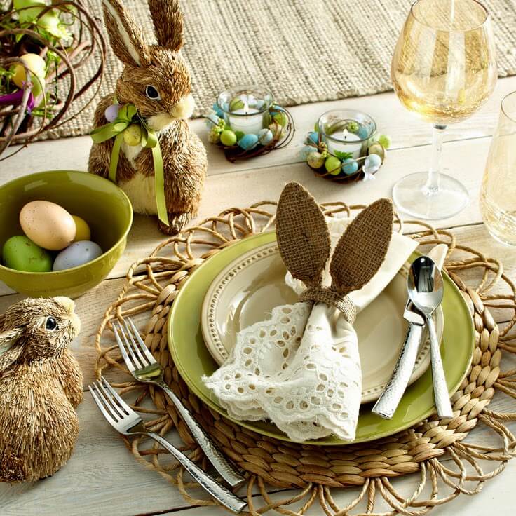 Burlap Bunny Ear Napkin Rings