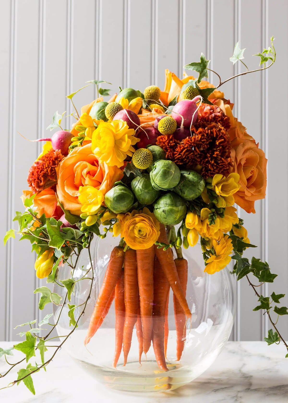 Whimsical Carrot Base Flower Arrangement