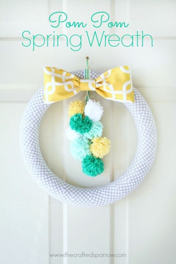 Cute DIY Spring Wreaths with Pom-Poms