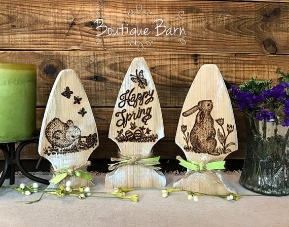 Easter Bunny Themed Decorative Fence Post Etchings