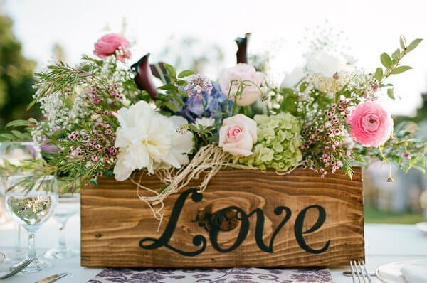 “Love” Box with Old-Fashioned Flowers