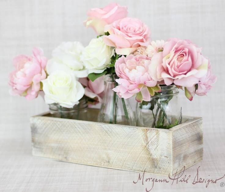 Peonies and Roses in Mason Jars