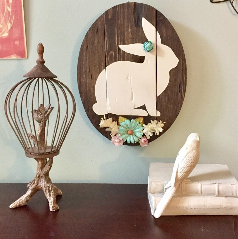 Painted Wood Easter Bunny Cameo