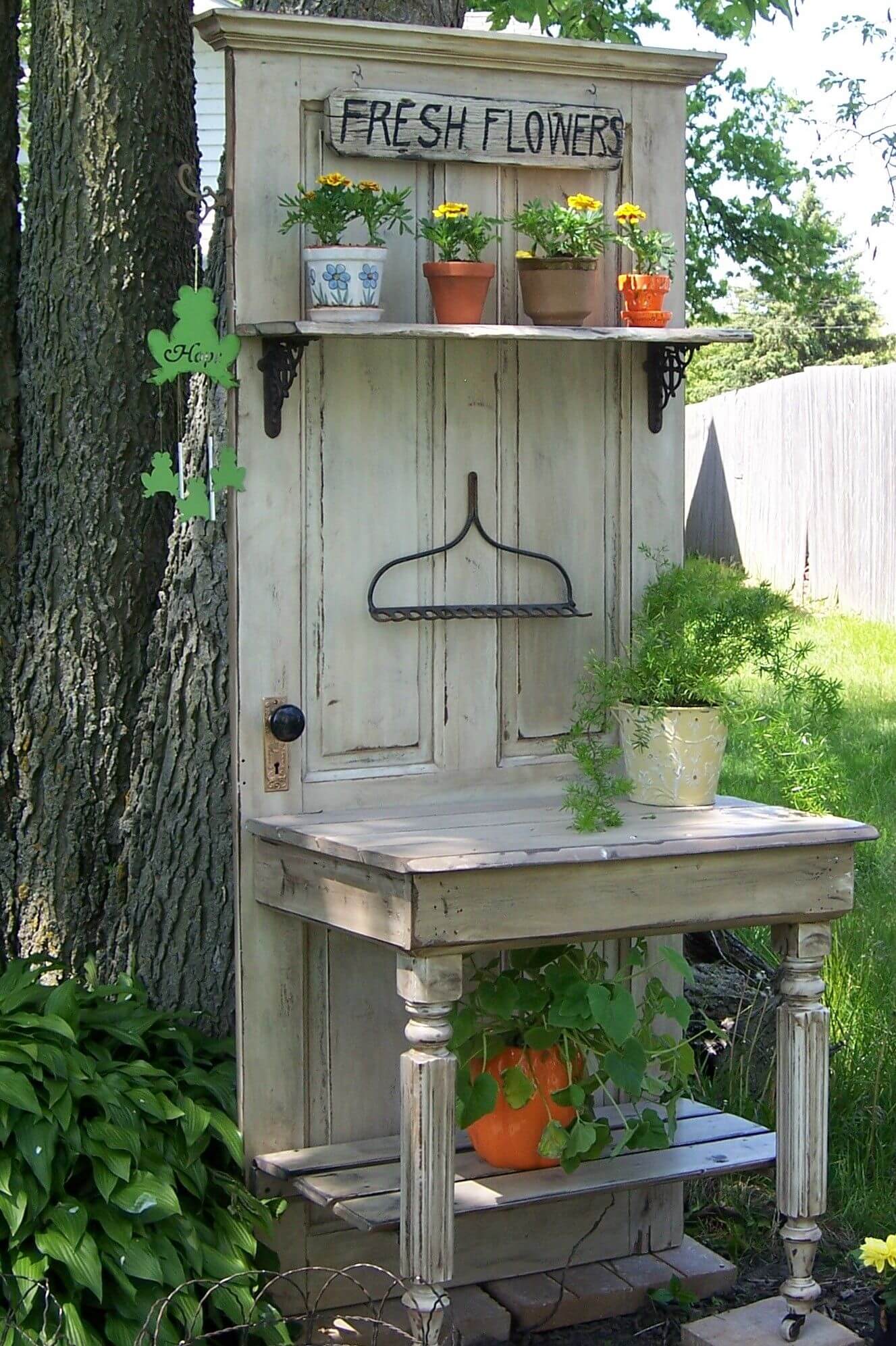 Potting Bench with Reclaimed Door