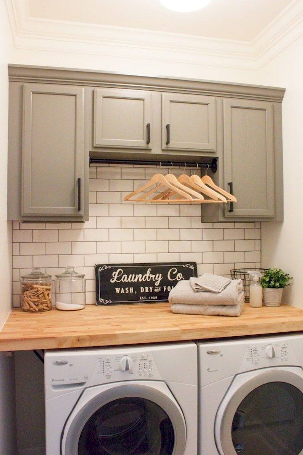 Tile Backsplash over the Washer and Dryer