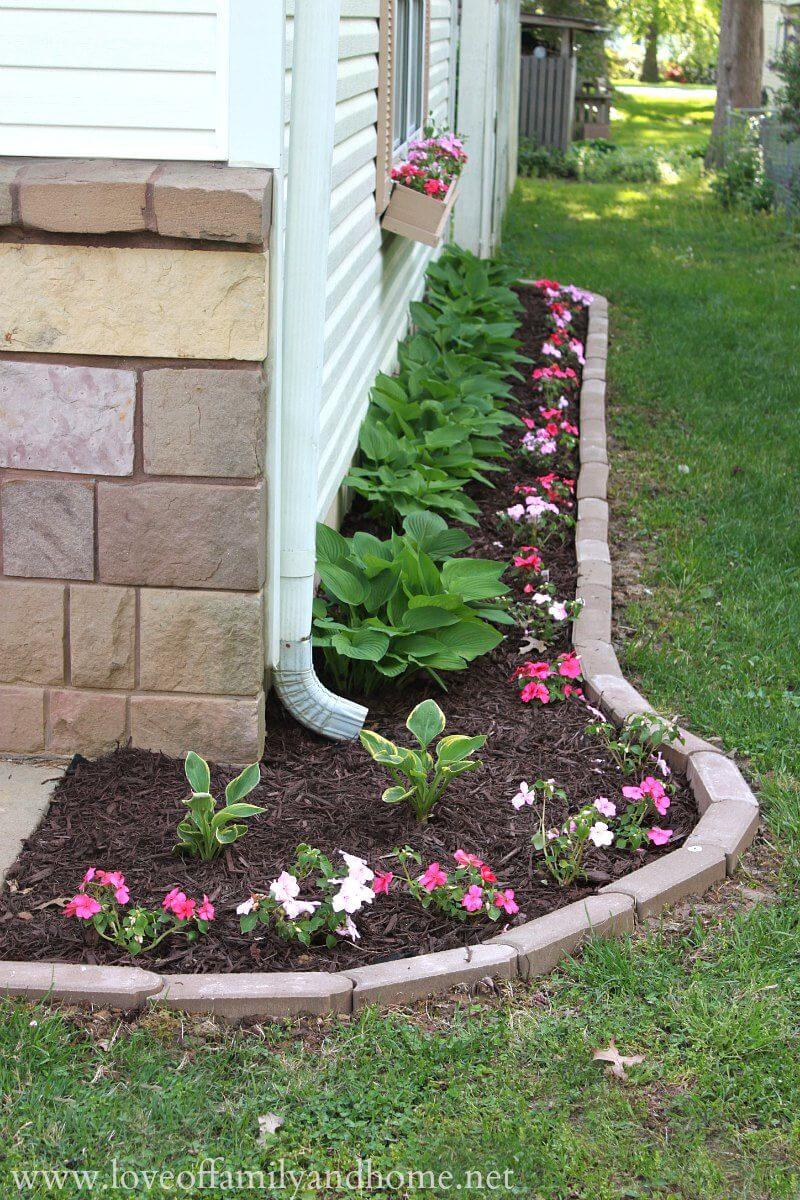 Simple Flower Bed with Brick Border