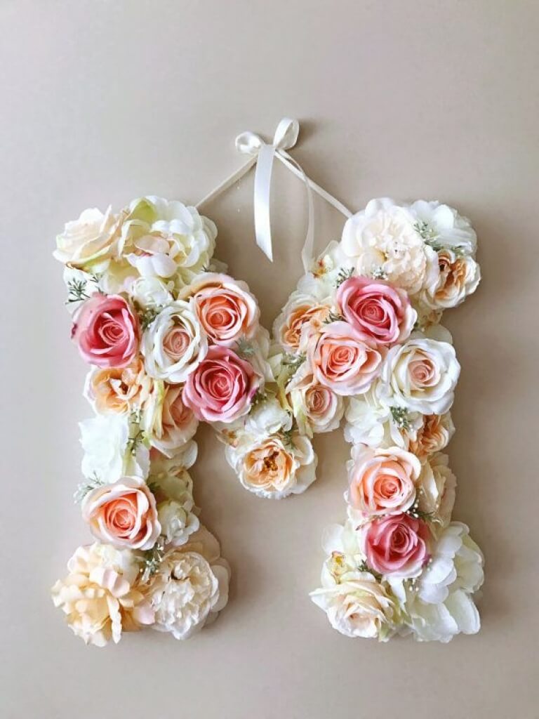 Custom Floral Wreath Door Letters