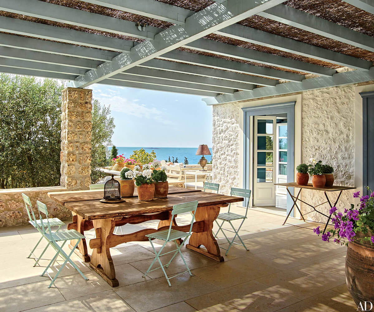 Rustic Table and Chairs with an Ocean View