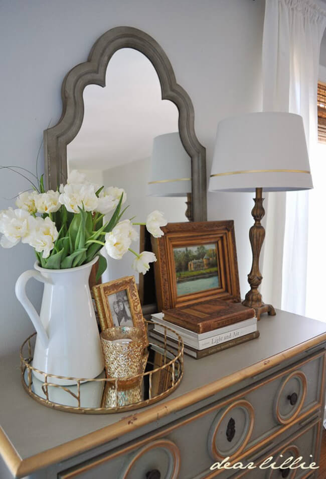 Tall White Pitchers with Fresh Flowers