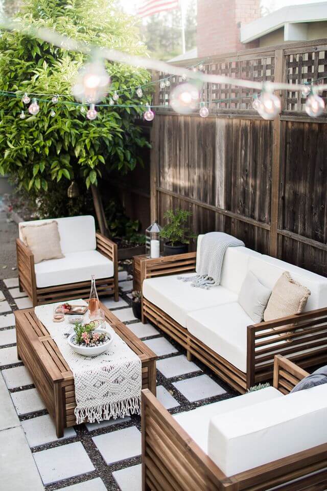 Modern Style Seating Area with Globe Lights