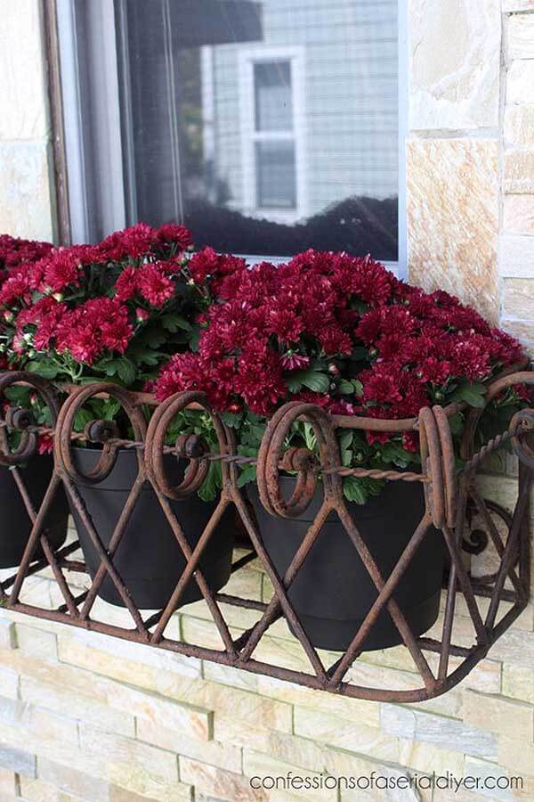 Decorative Iron Window Box for Potted Plants