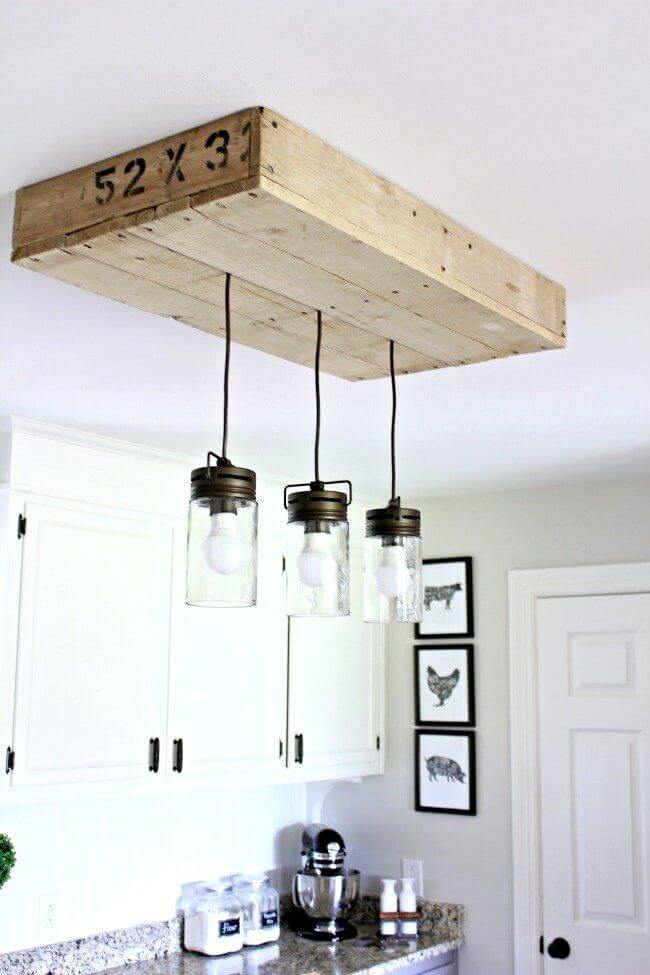 Barn Style Lighting Hanging from a Pallet