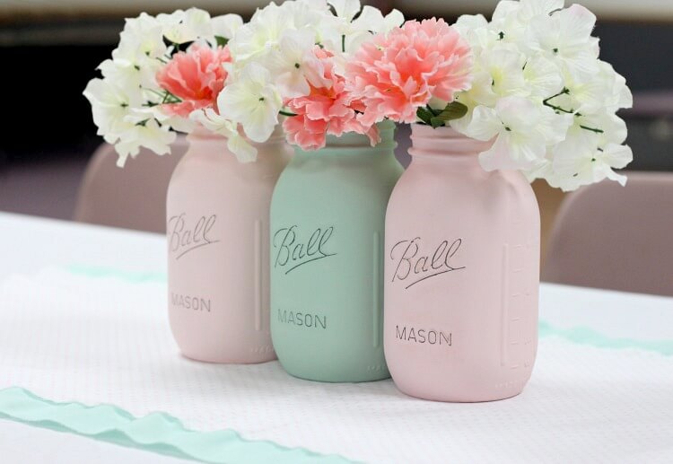 DIY Mason Jar Flower Arrangement in Pastels