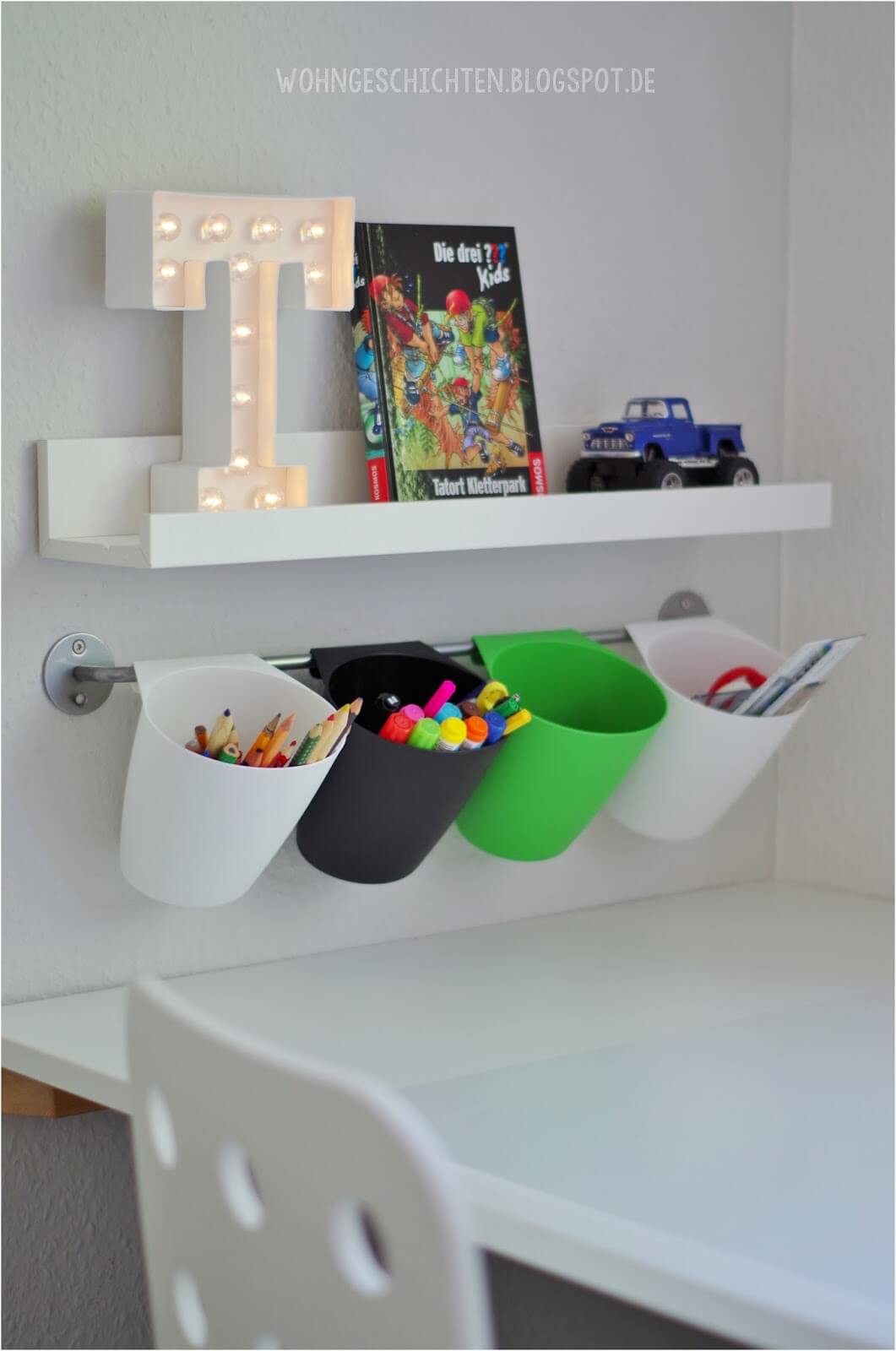 Hanging Pencil Cups and Floating Shelves