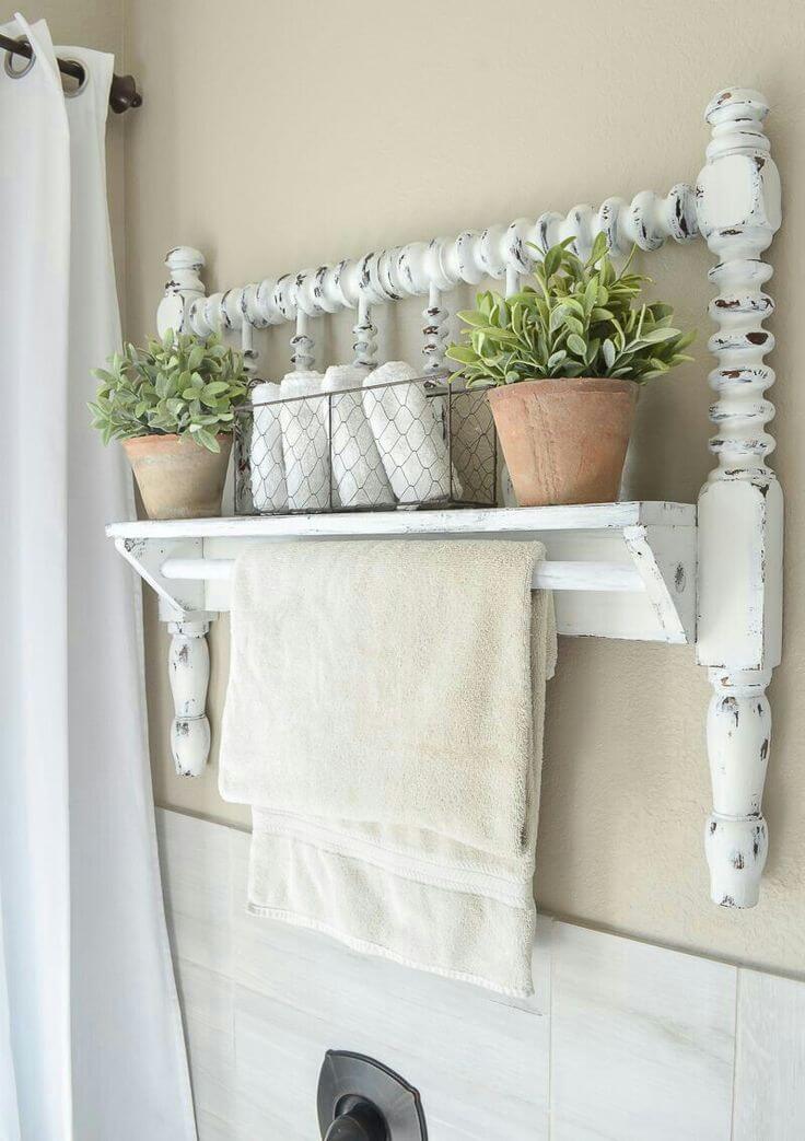 Reclaimed Footboard as a Wall Shelf