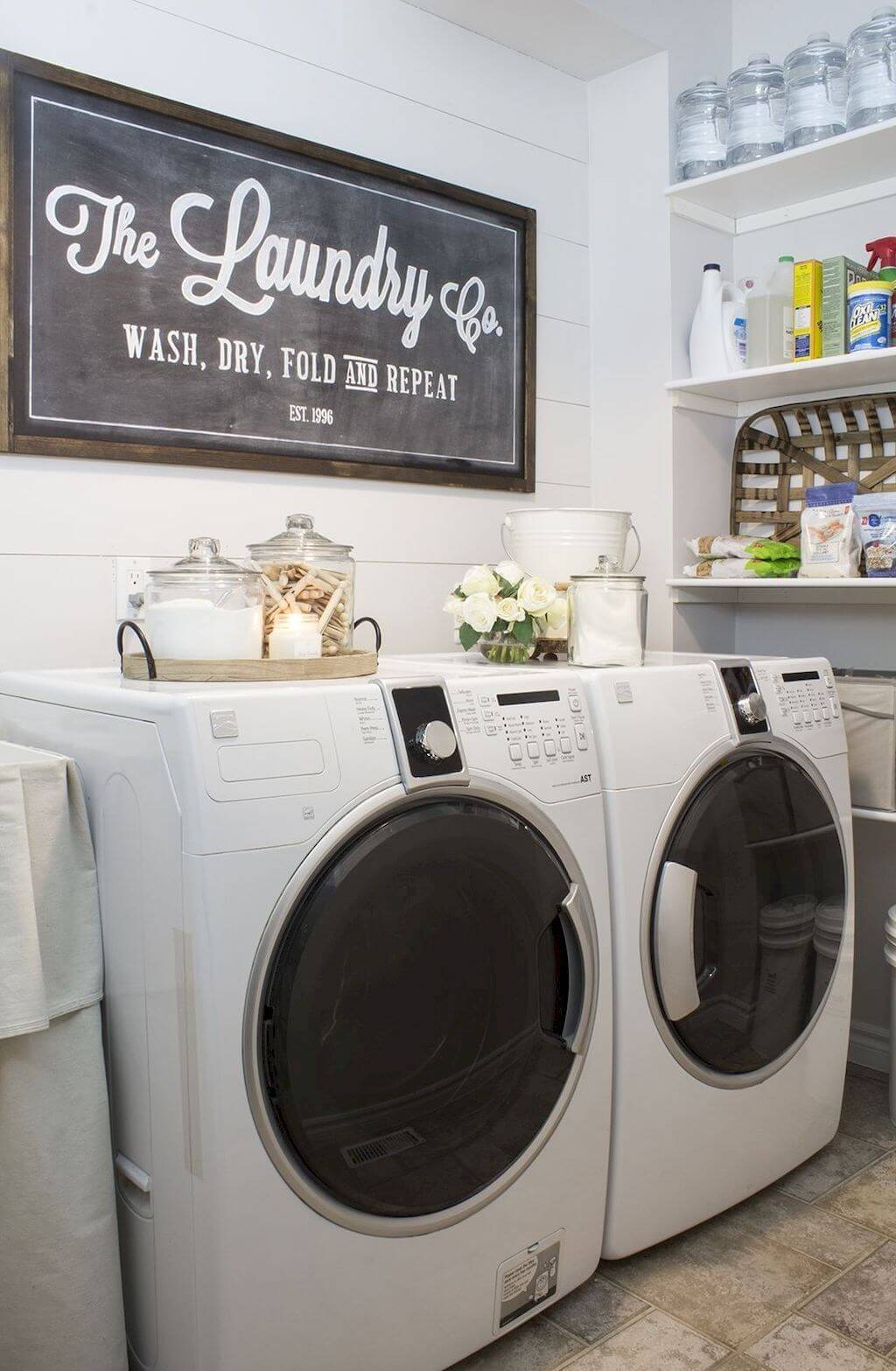 Painted Chalkboard Sign over the Washer