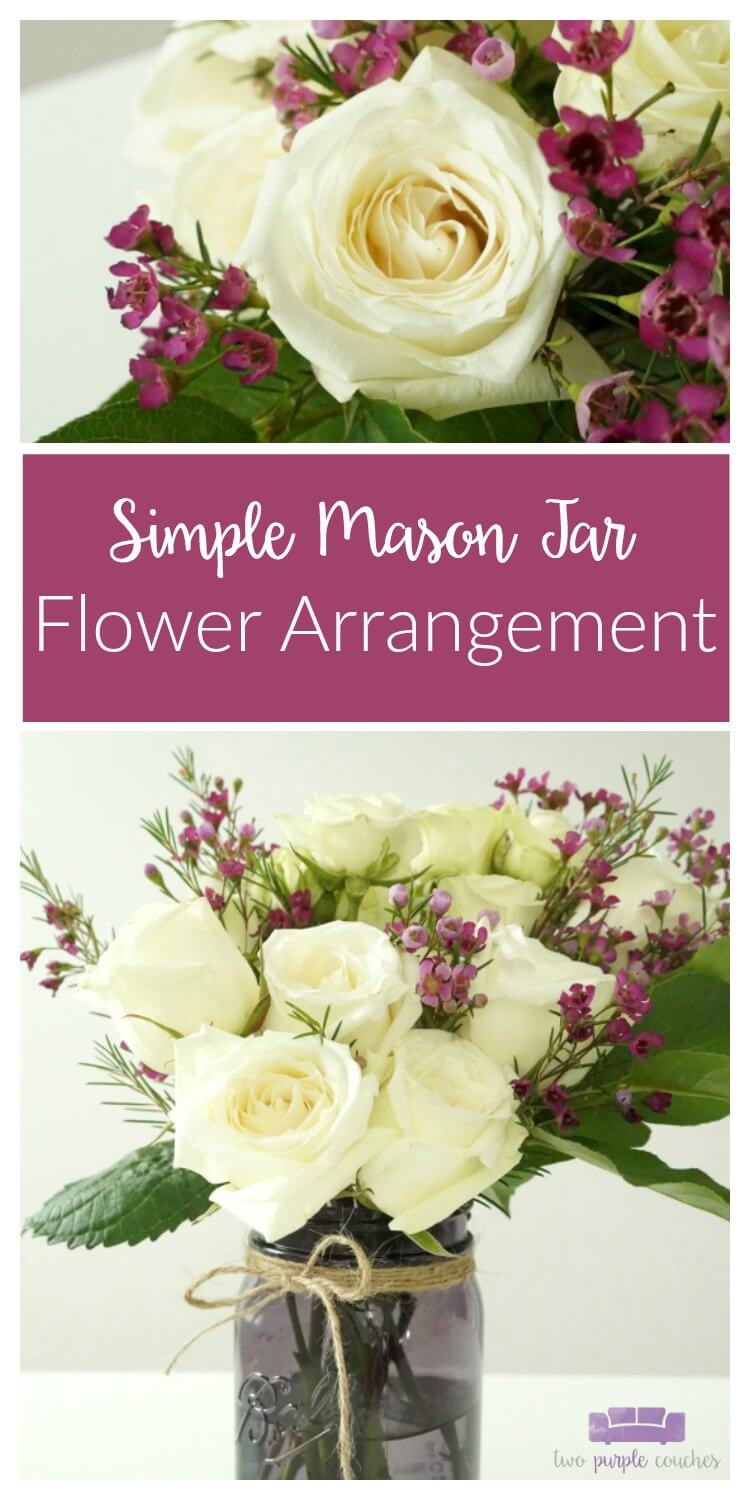 DIY Mason Jar Flower Arrangement with Blooming Roses