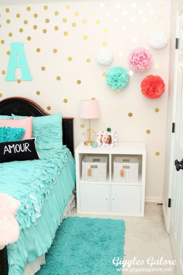 Kid Room Decor Idea with Golden Polkadots