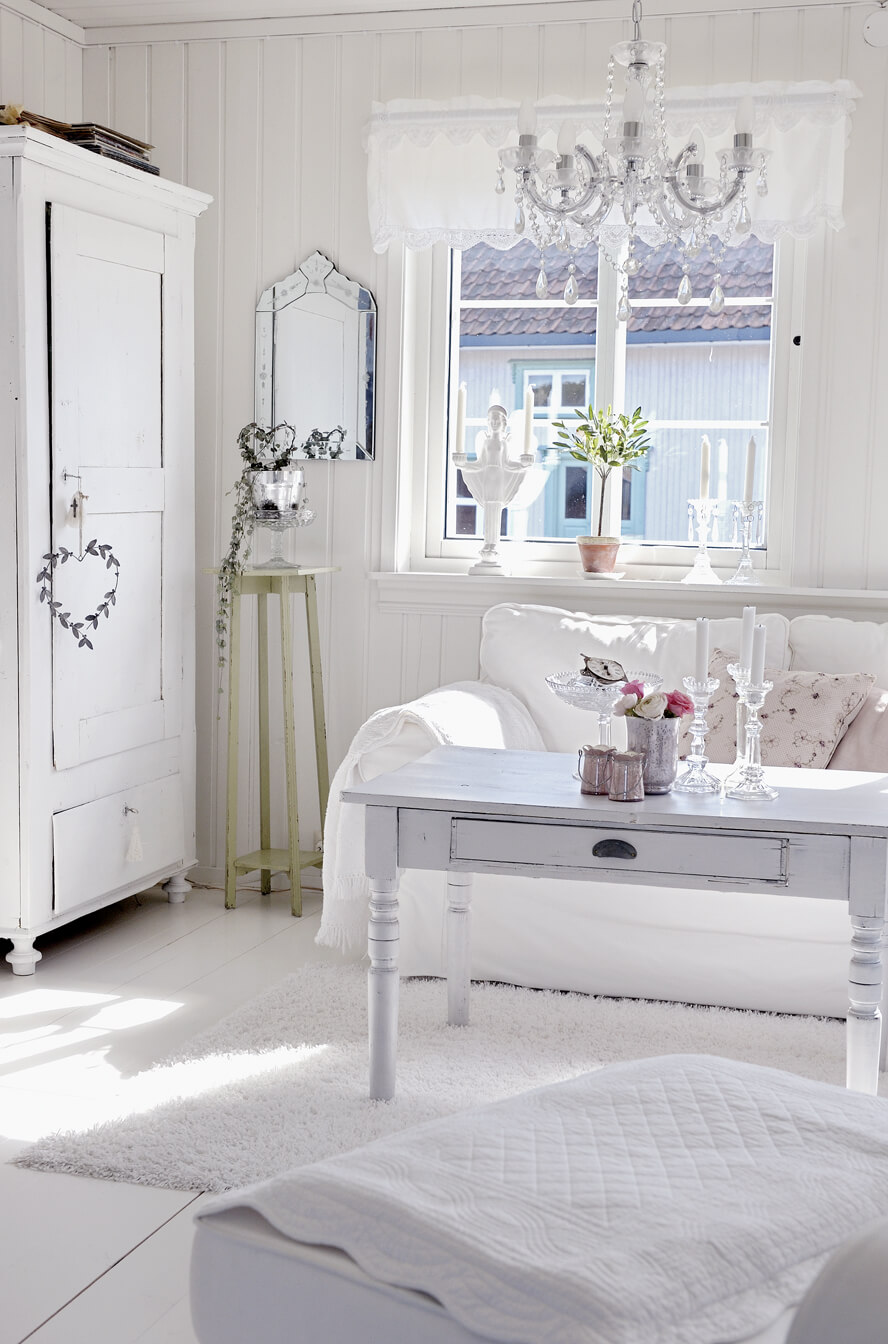 All White Room with Touches of Pink